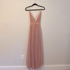 Whimsical Pink Tulle Maxi Dress Womens